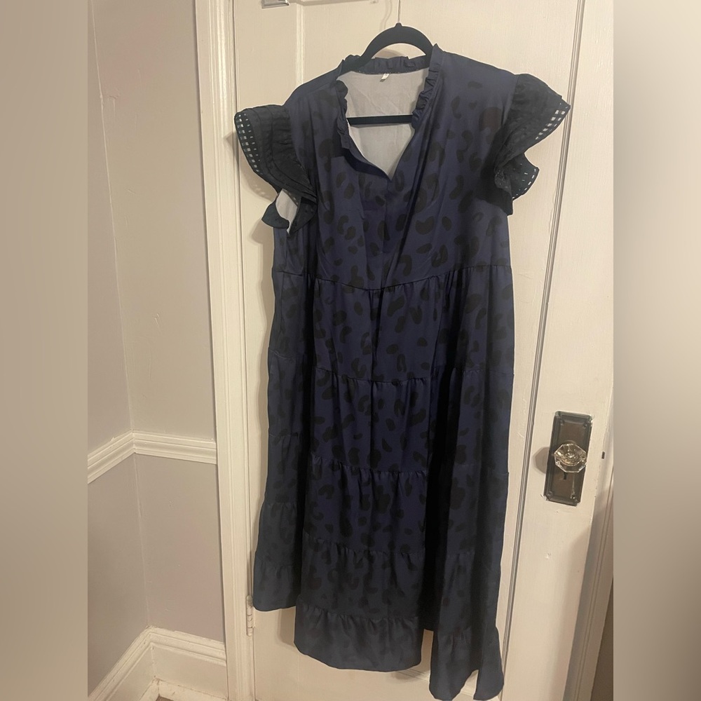 LAST CHANCE…Navy Blue Ruffled dress